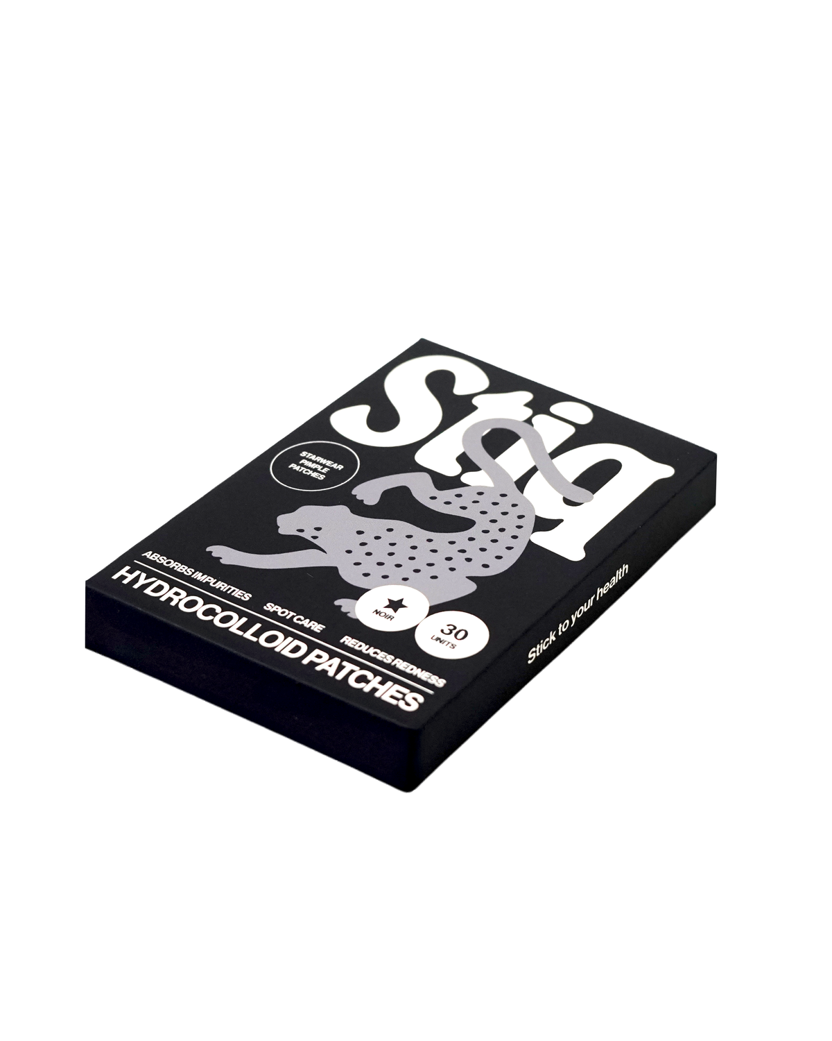Parches para granos Stiq Patches con tecnología hidrocoloide y forma de estrella negra, 30 parches por envase (noir)